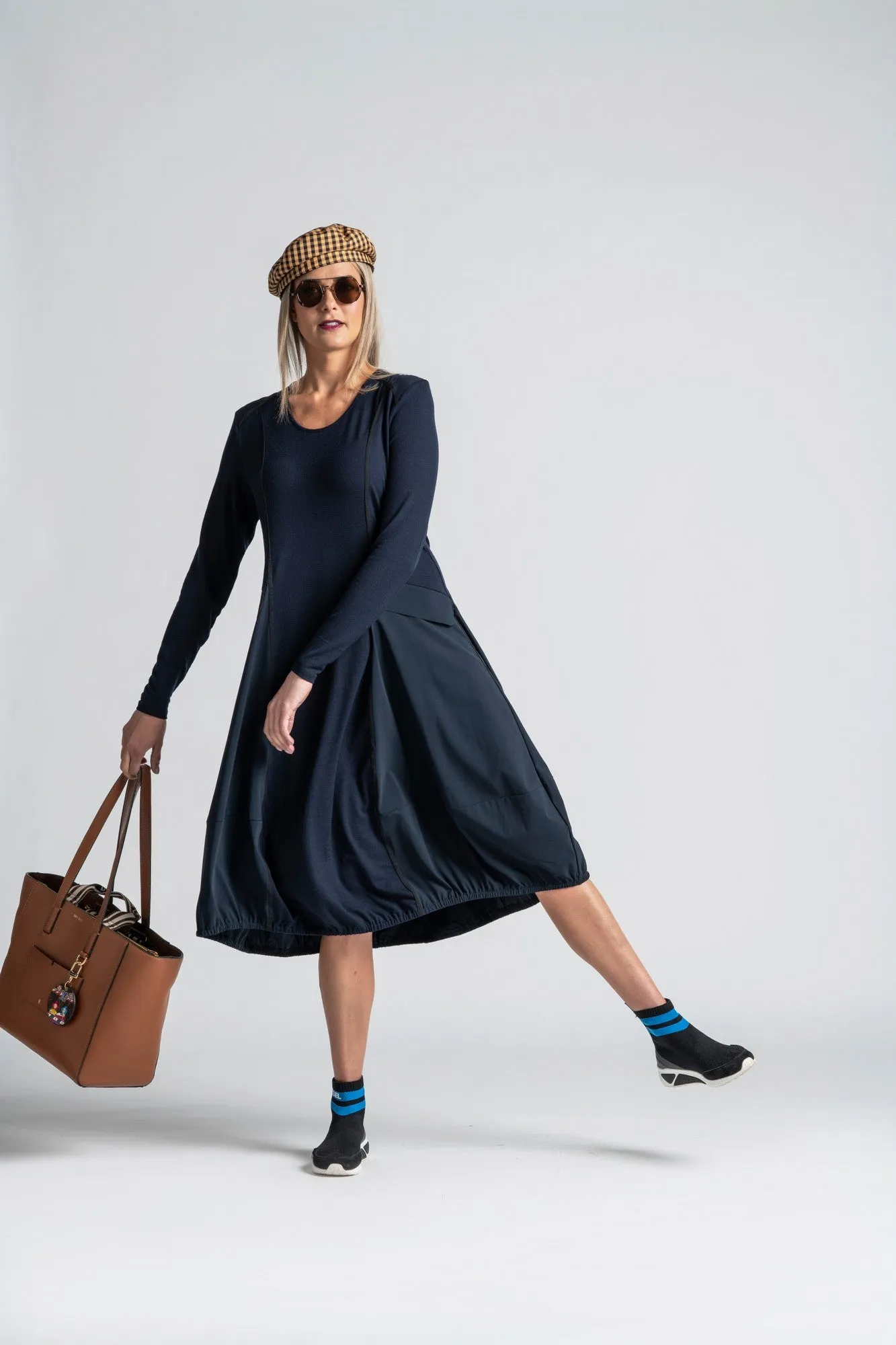 Paula Ryan Merino Panelled Bell Dress - Ironsand