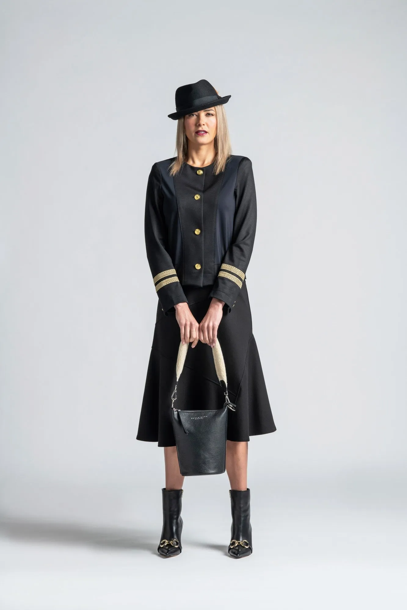 Paula Ryan Merino Panelled Bell Dress - Ironsand