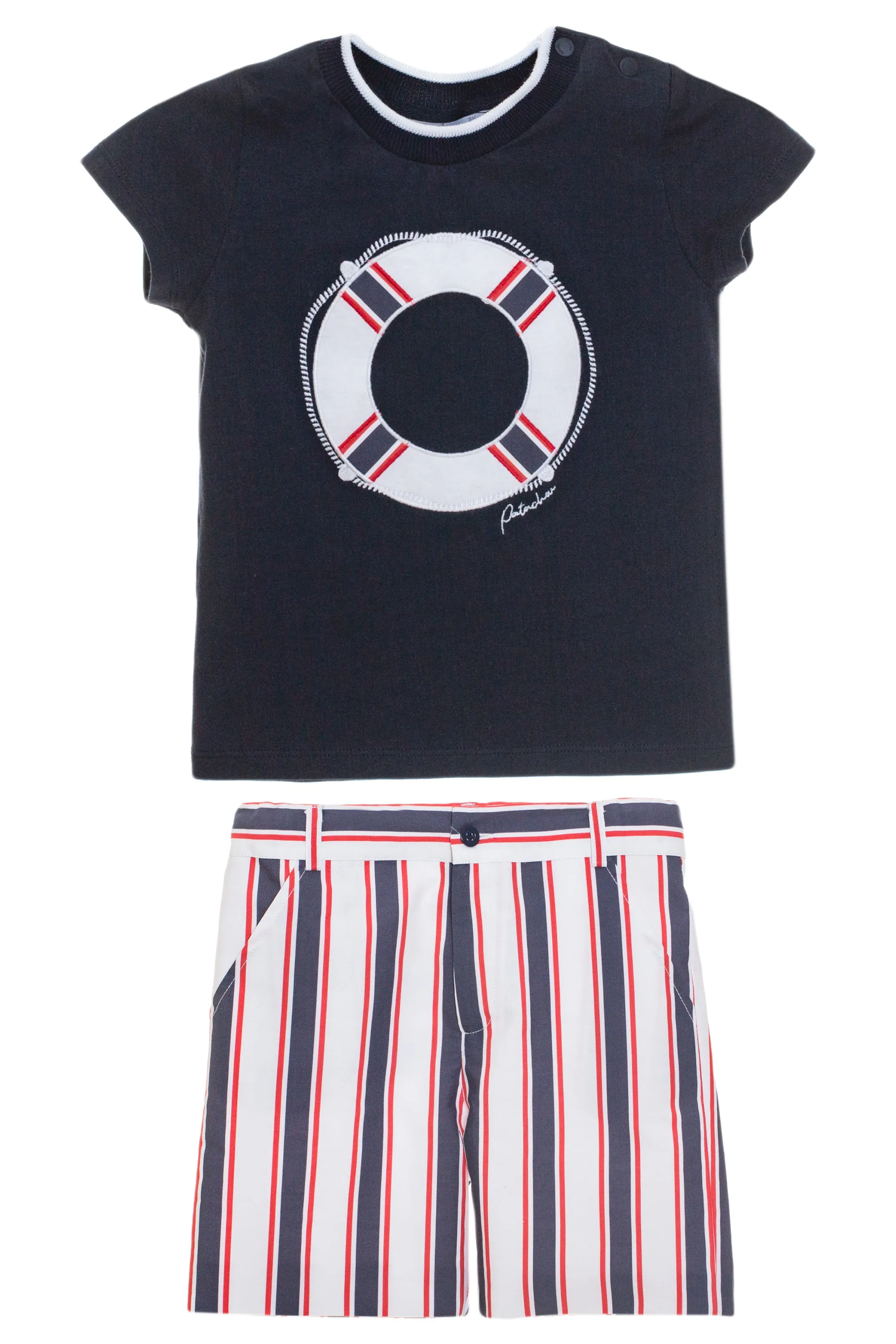"Preston" Navy T-Shirt & Striped Shorts
