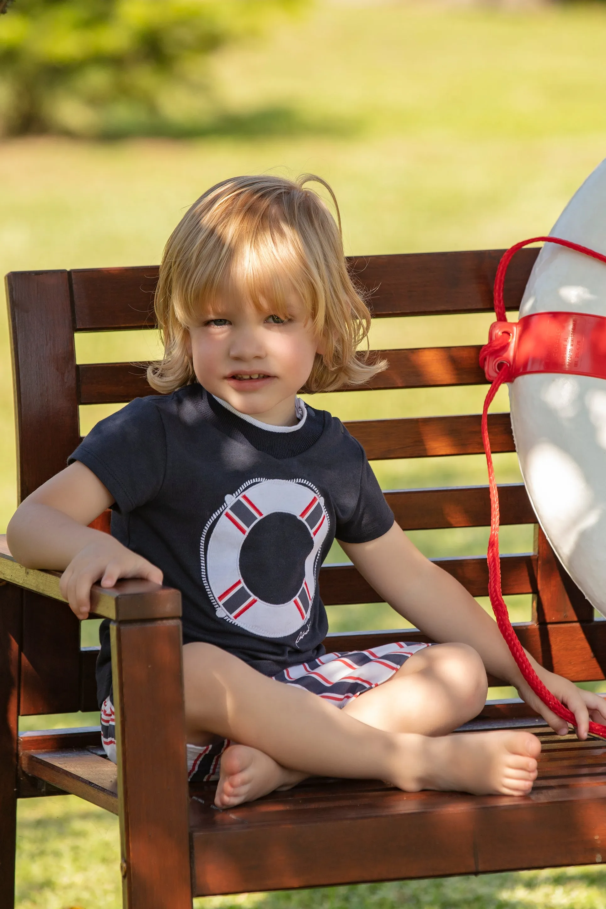 "Preston" Navy T-Shirt & Striped Shorts