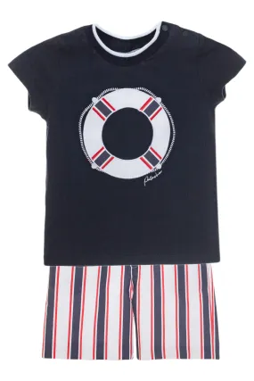 "Preston" Navy T-Shirt & Striped Shorts