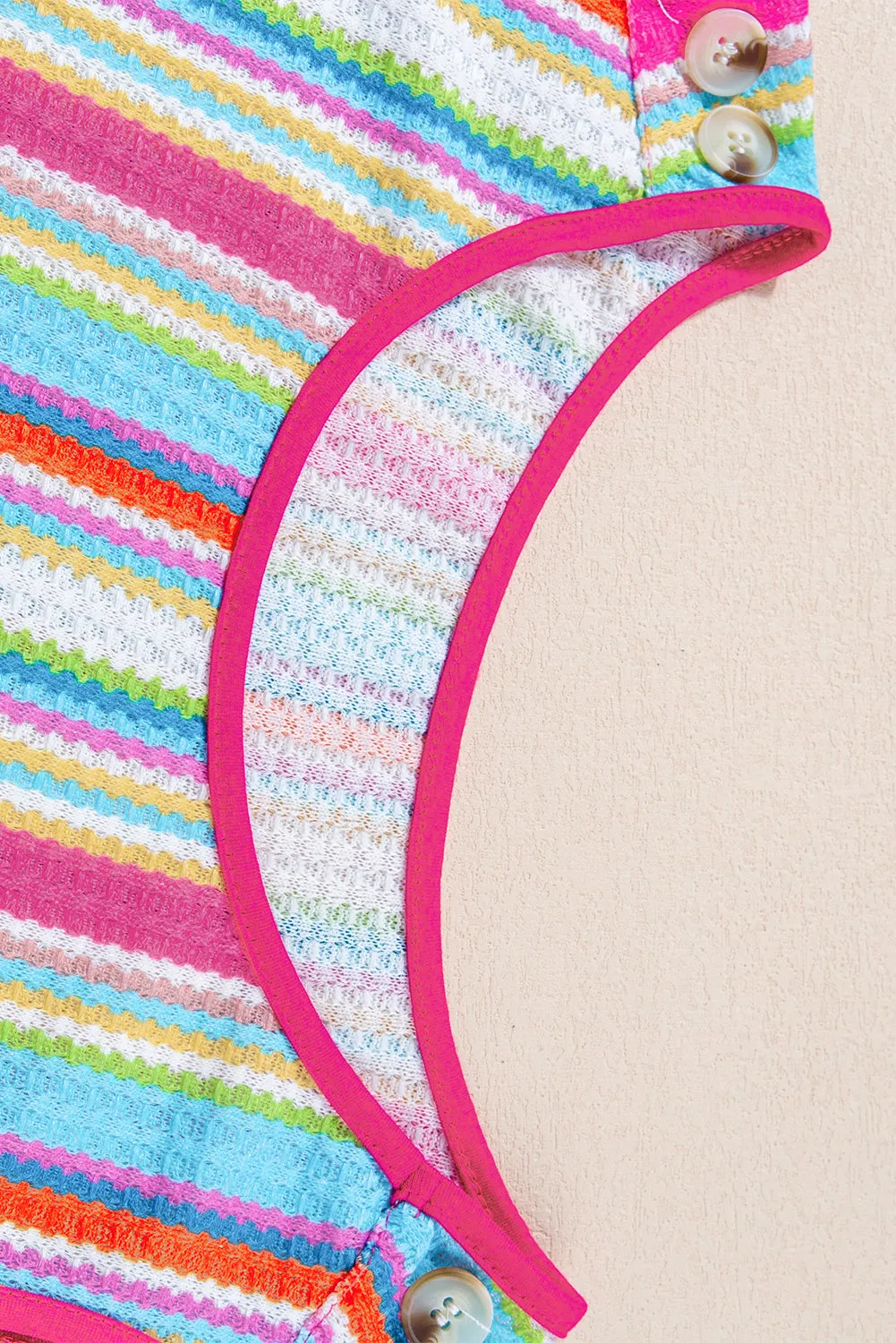 Rainbow Knit Button Tank Top