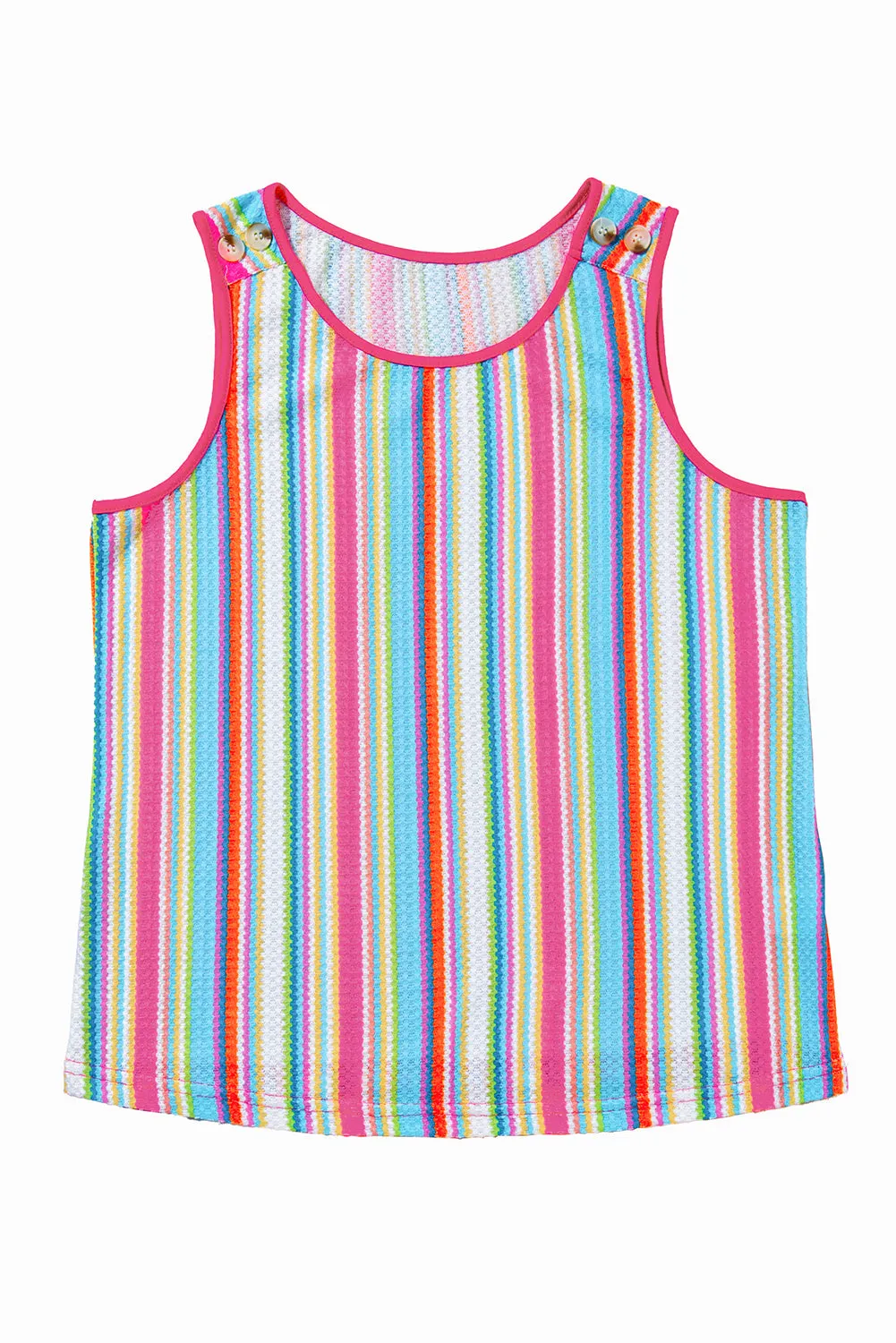 Rainbow Knit Button Tank Top