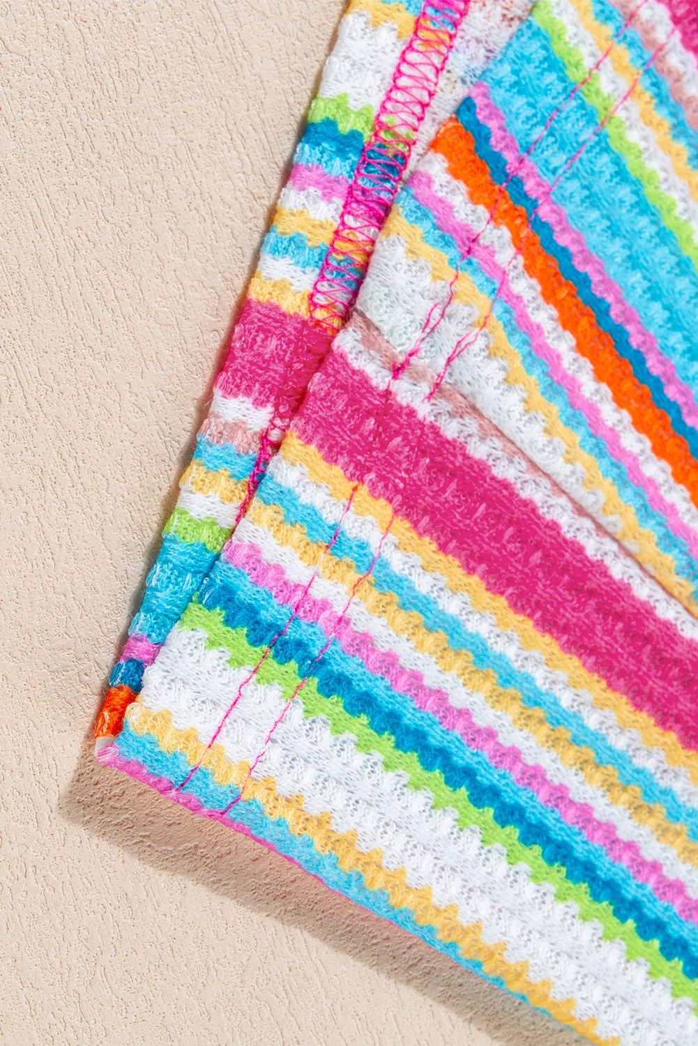 Rainbow Knit Button Tank Top