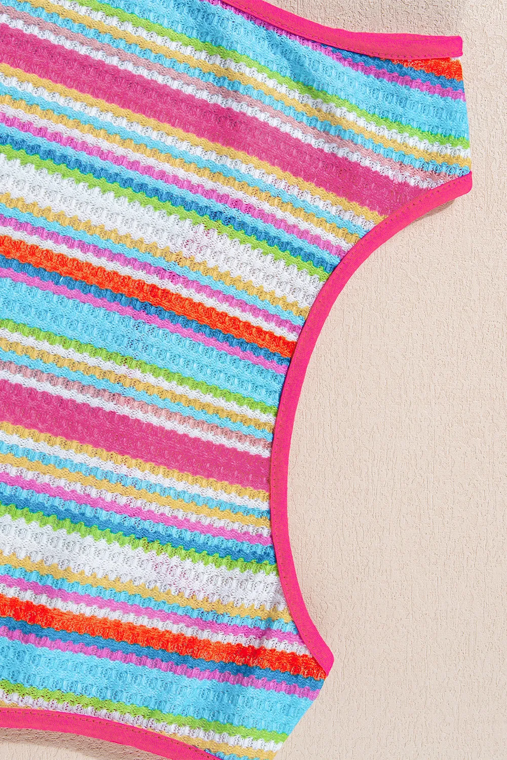 Rainbow Knit Button Tank Top