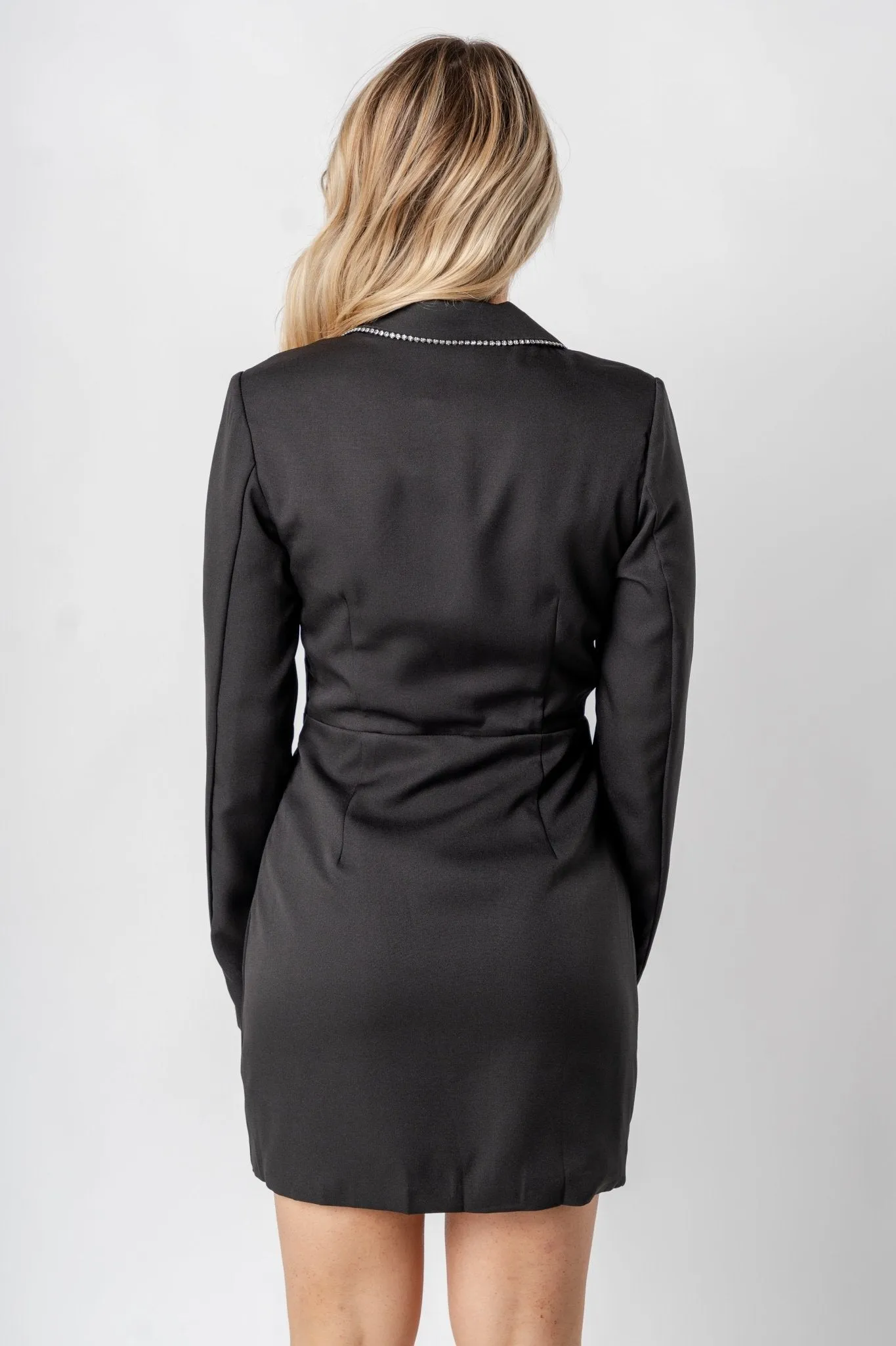 Rhinestone blazer dress black