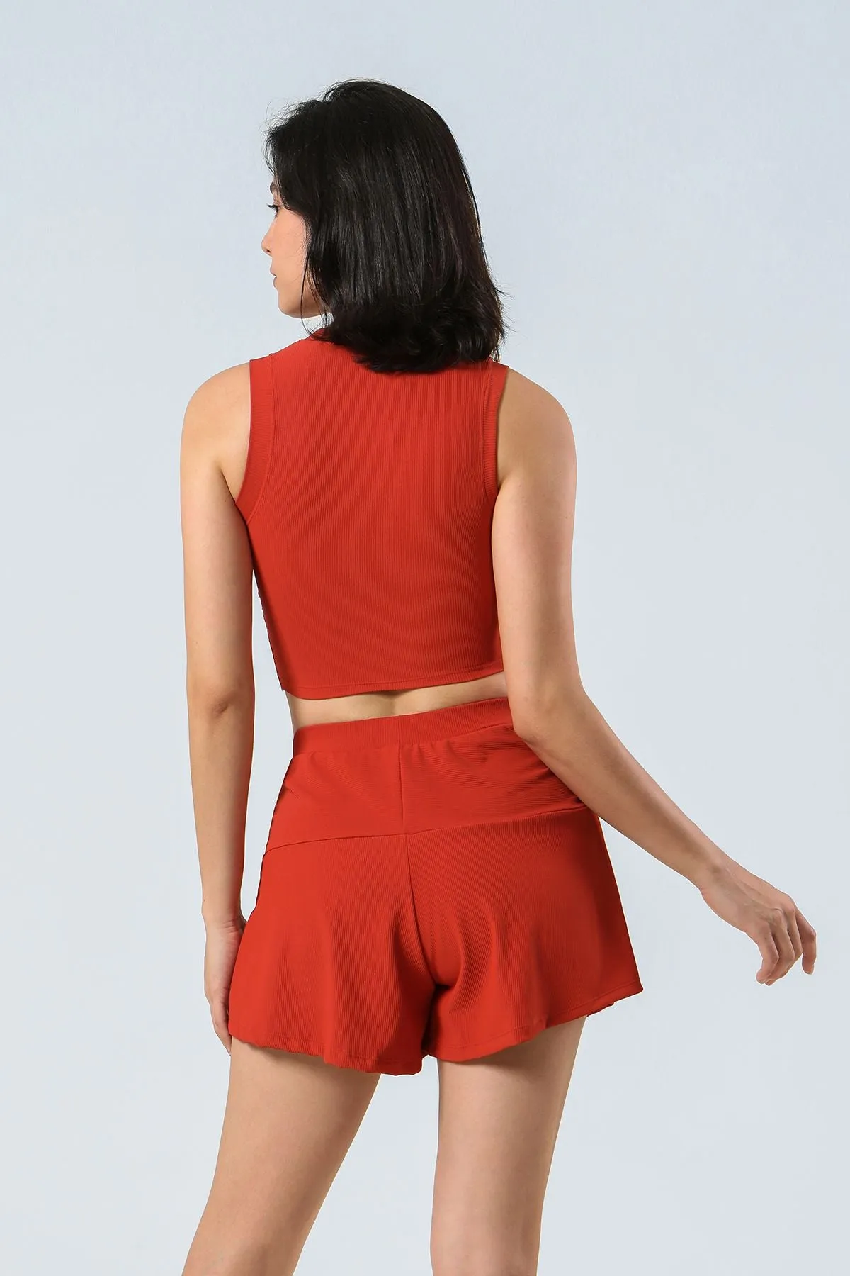 Ribbed Tank Top and Shorts Athleisure Set