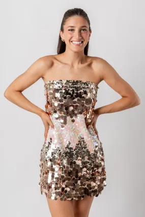 Sequin strapless dress gold/silver