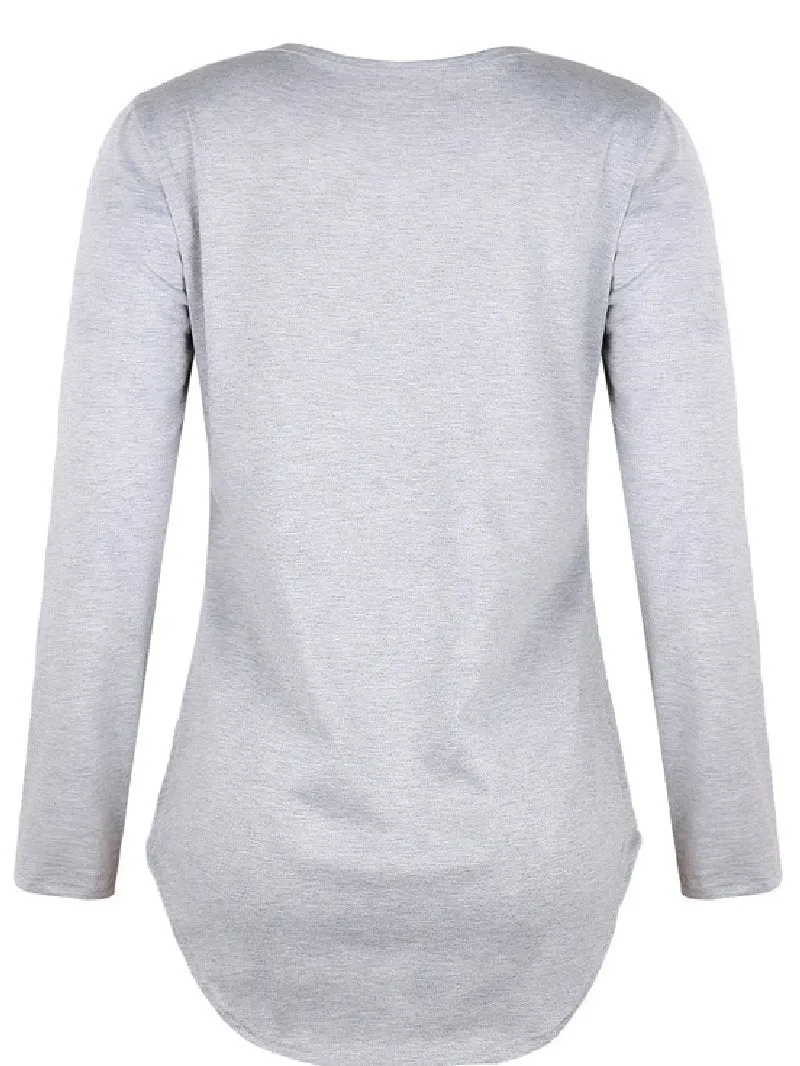 Solid Color V-neck Bandage Loose Top