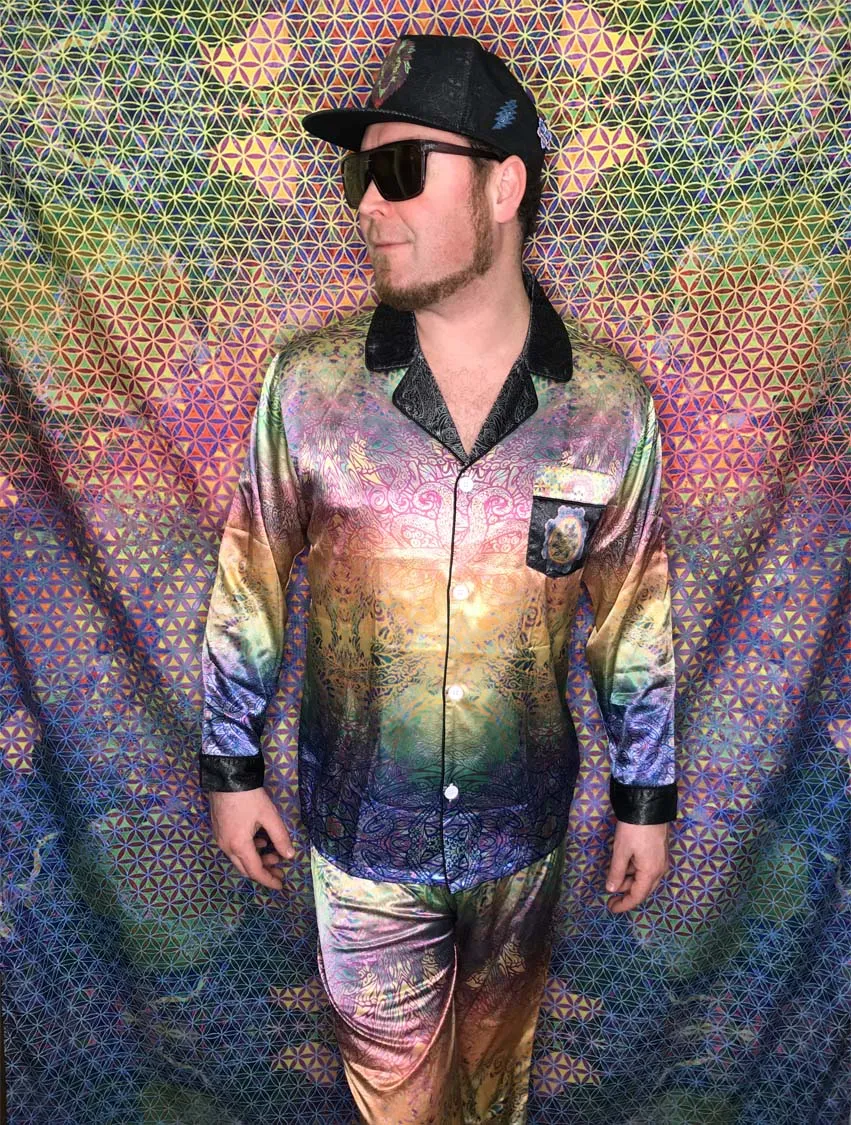 Stealie Tie-Die Men's Satin Lounge Suit
