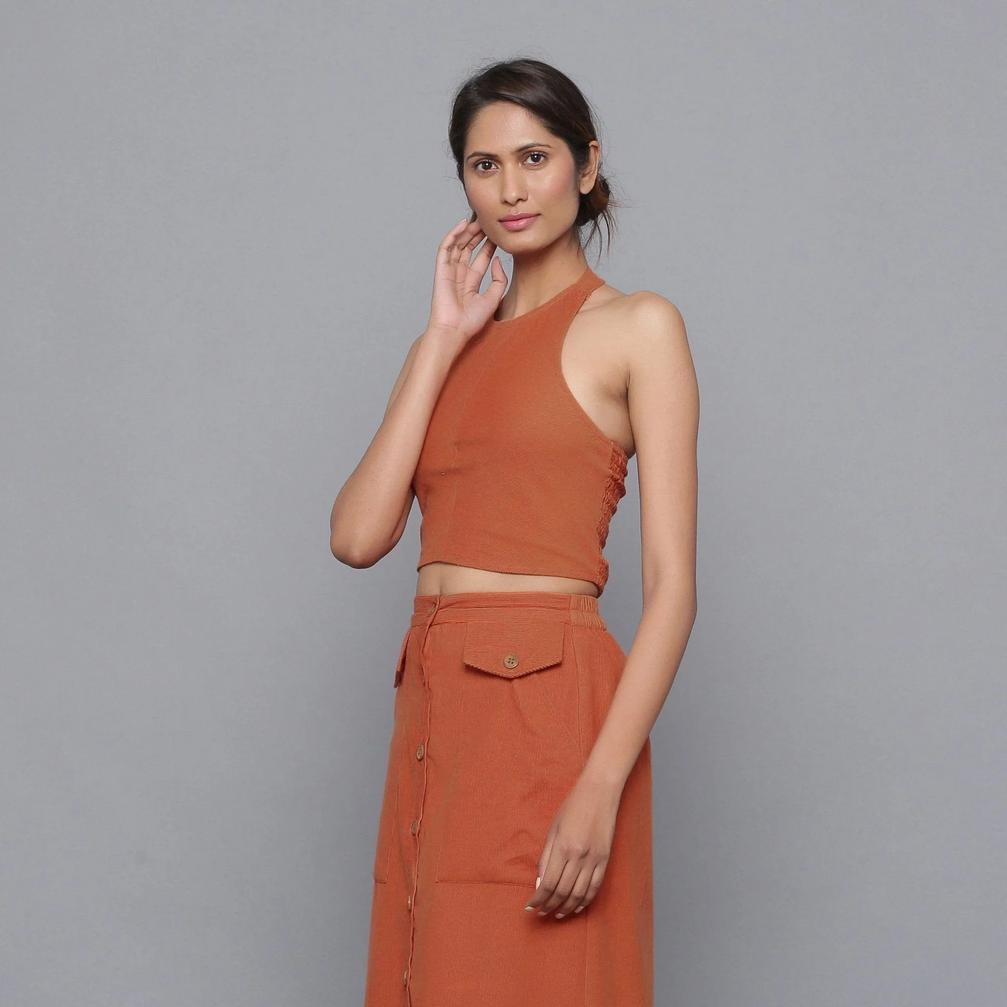 Sunset Rust Warm Cotton Corduroy Tank Top