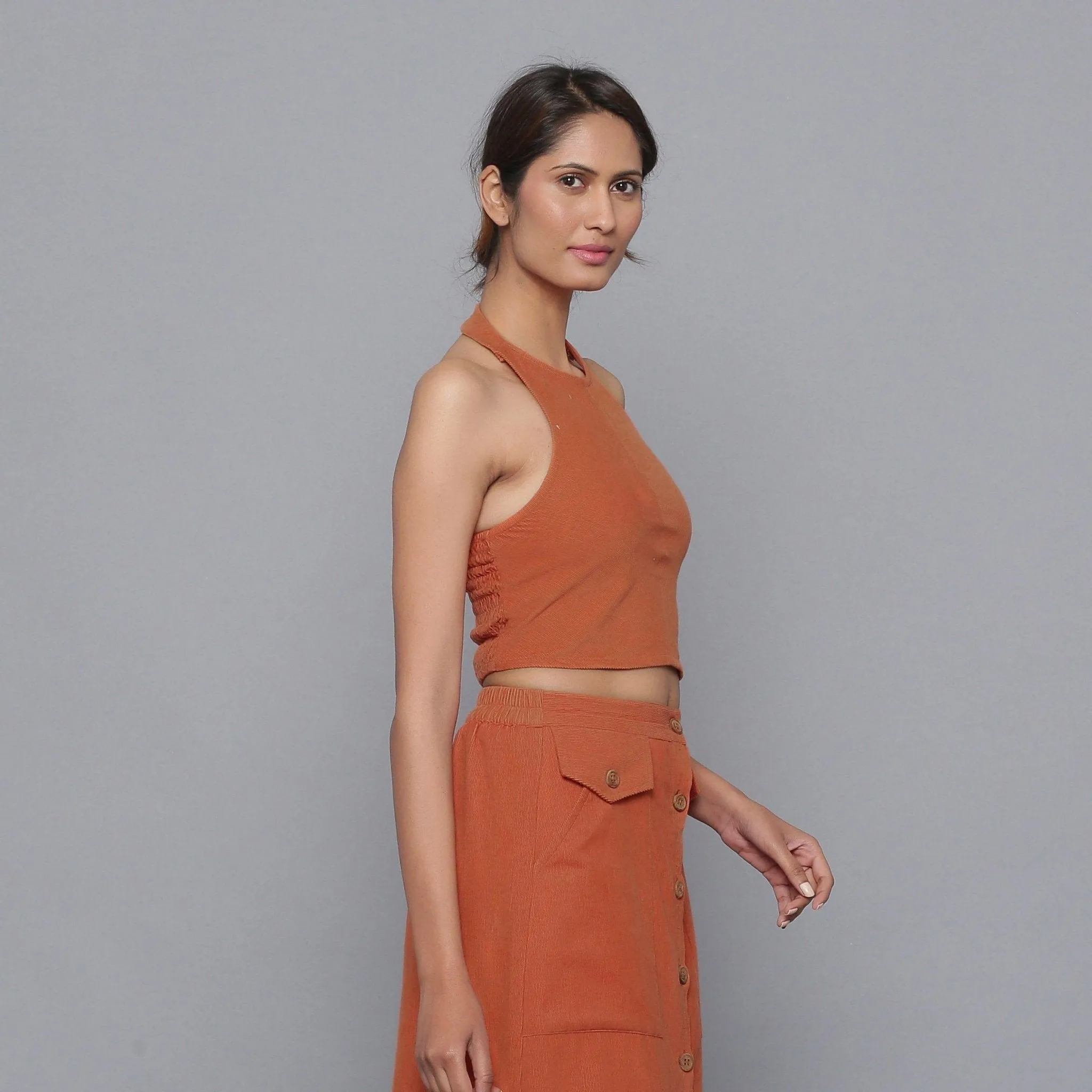 Sunset Rust Warm Cotton Corduroy Tank Top