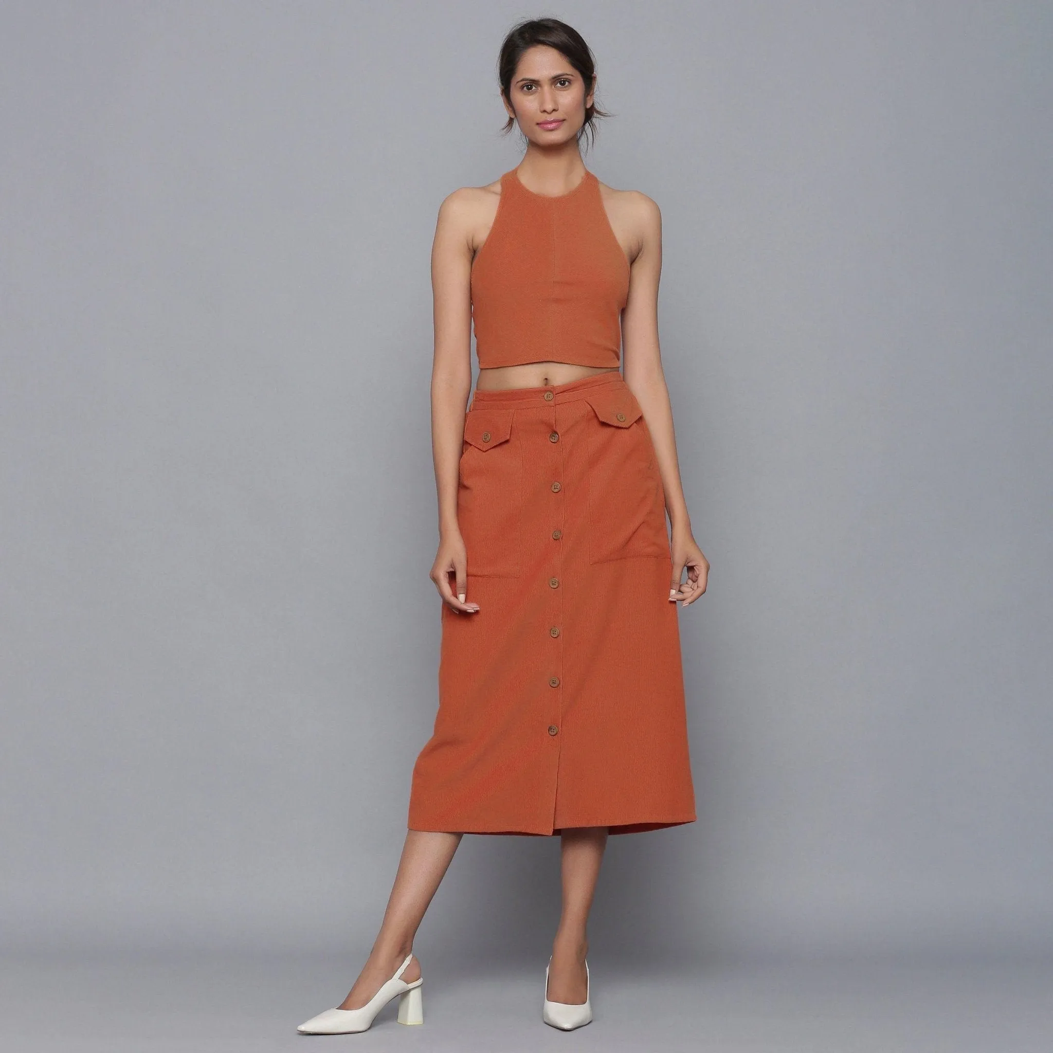 Sunset Rust Warm Cotton Corduroy Tank Top