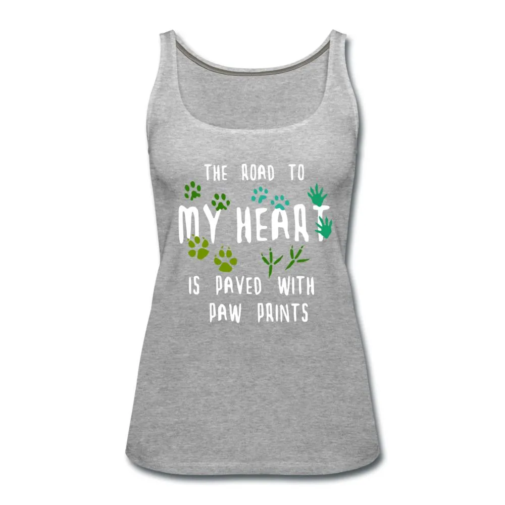 The road to my heart is paved with paw prints Women's Tank Top