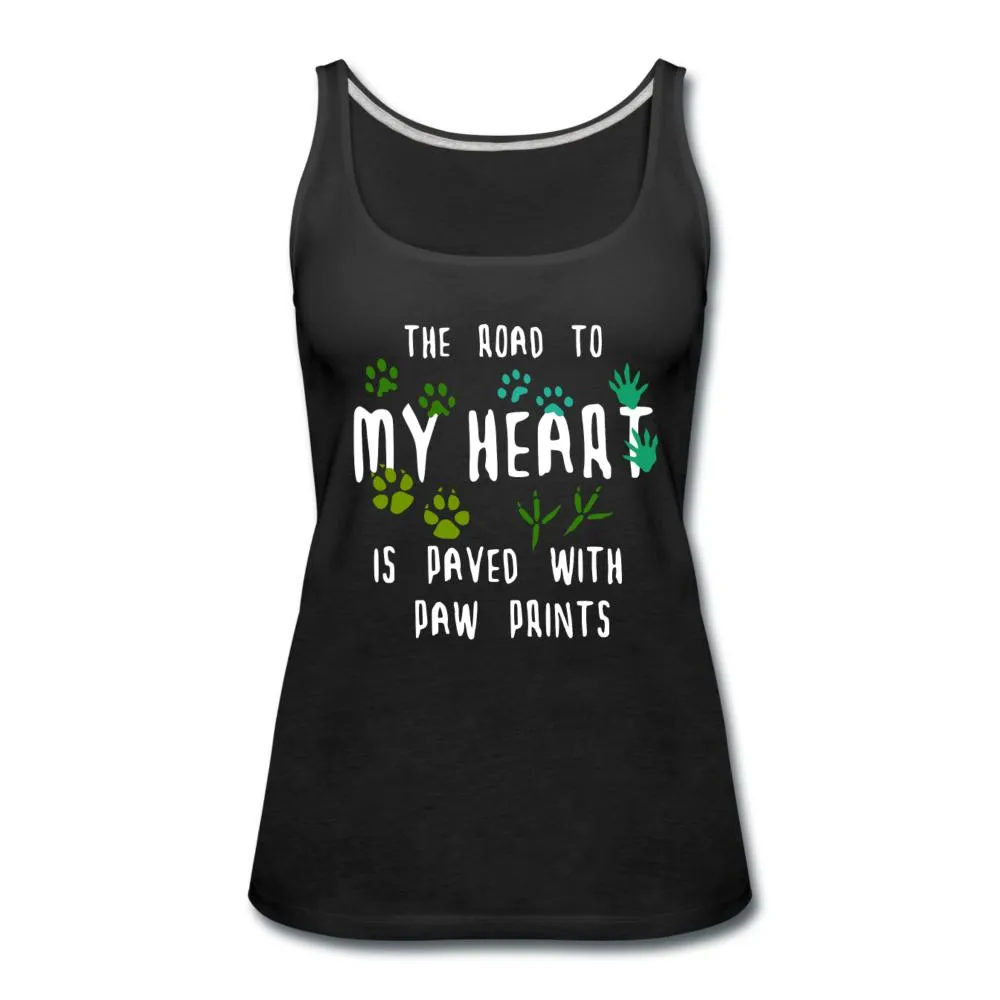 The road to my heart is paved with paw prints Women's Tank Top