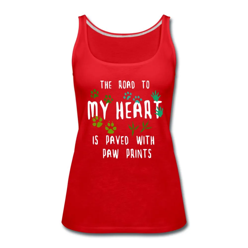 The road to my heart is paved with paw prints Women's Tank Top