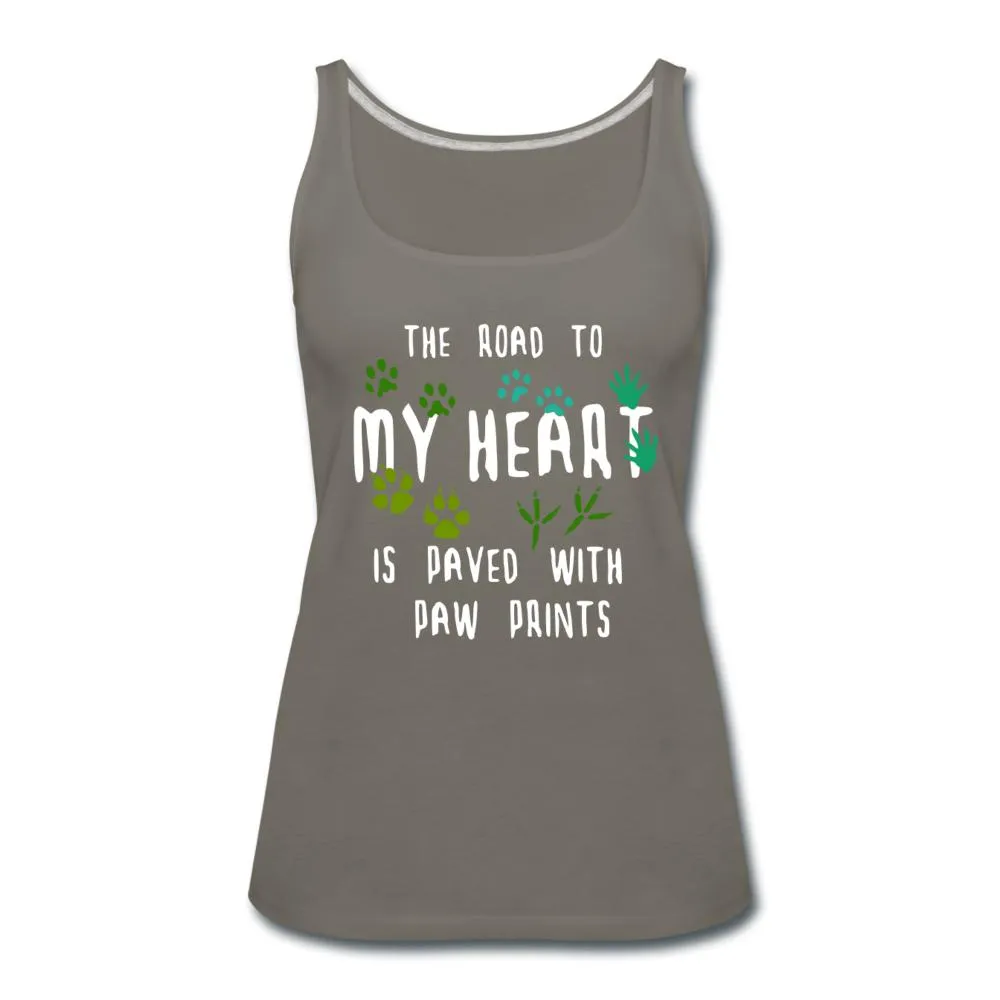 The road to my heart is paved with paw prints Women's Tank Top