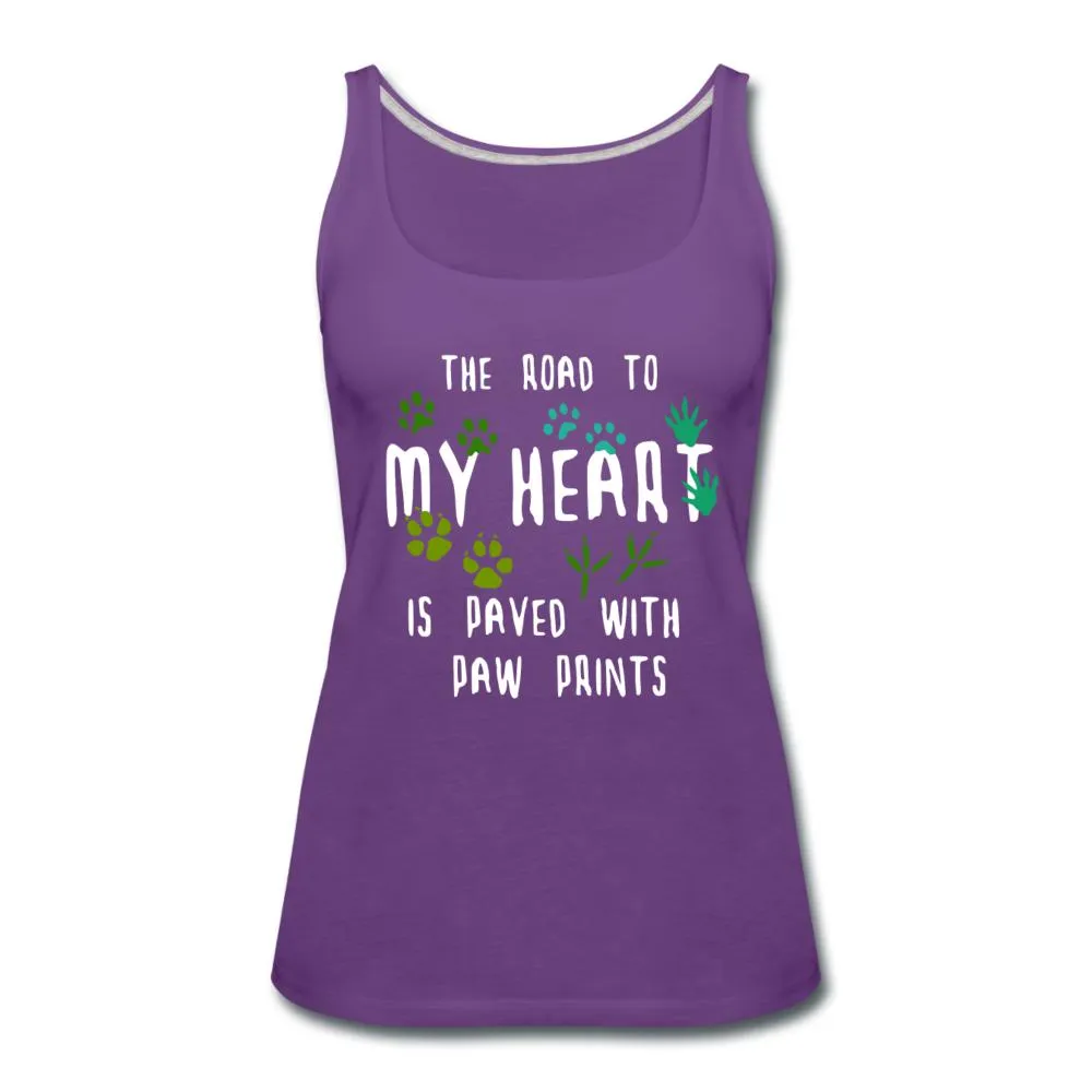 The road to my heart is paved with paw prints Women's Tank Top