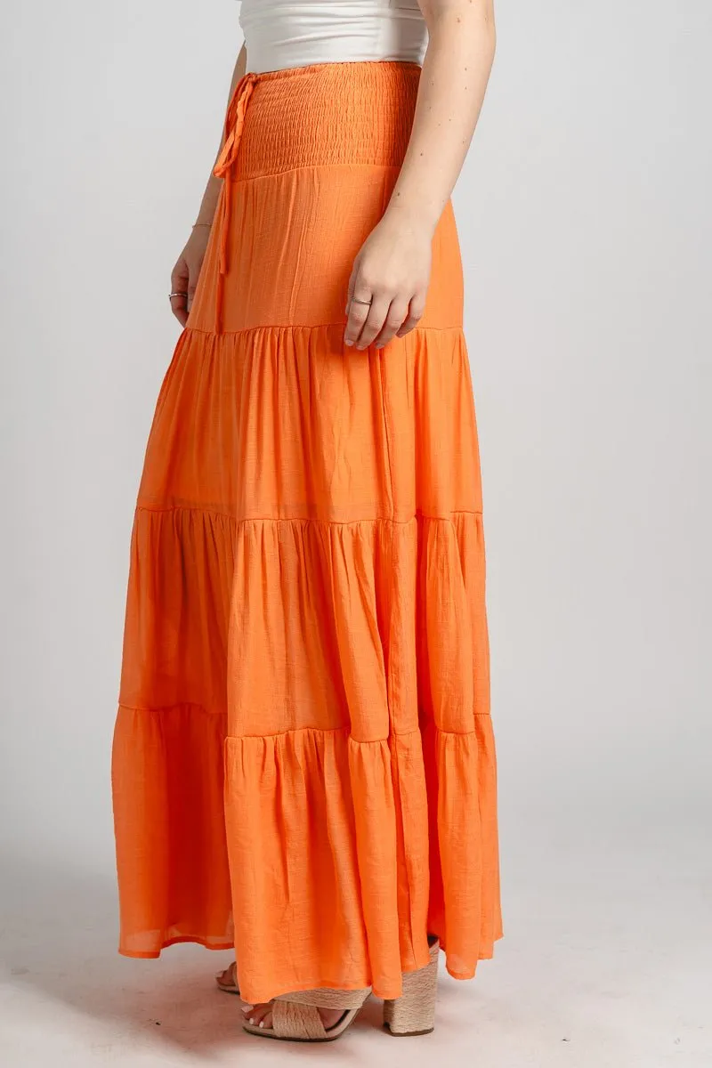 Tiered maxi skirt orange