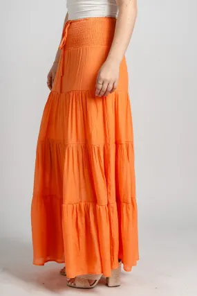 Tiered maxi skirt orange
