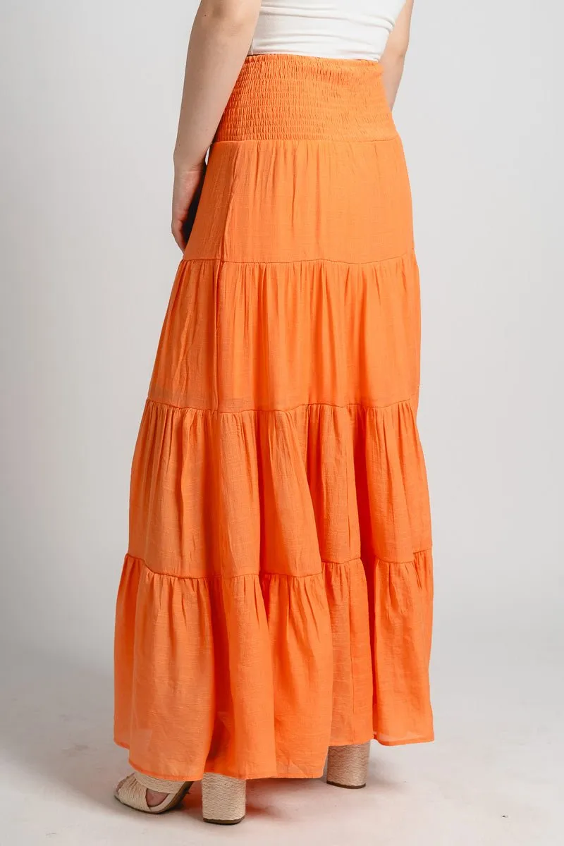 Tiered maxi skirt orange