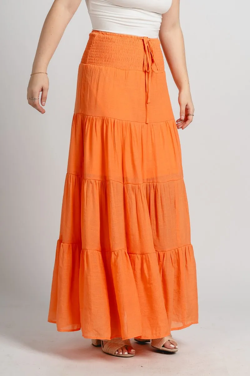 Tiered maxi skirt orange
