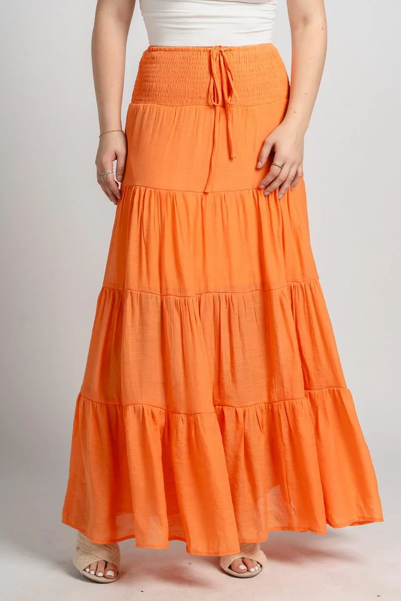 Tiered maxi skirt orange