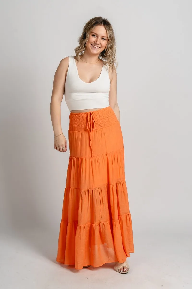 Tiered maxi skirt orange