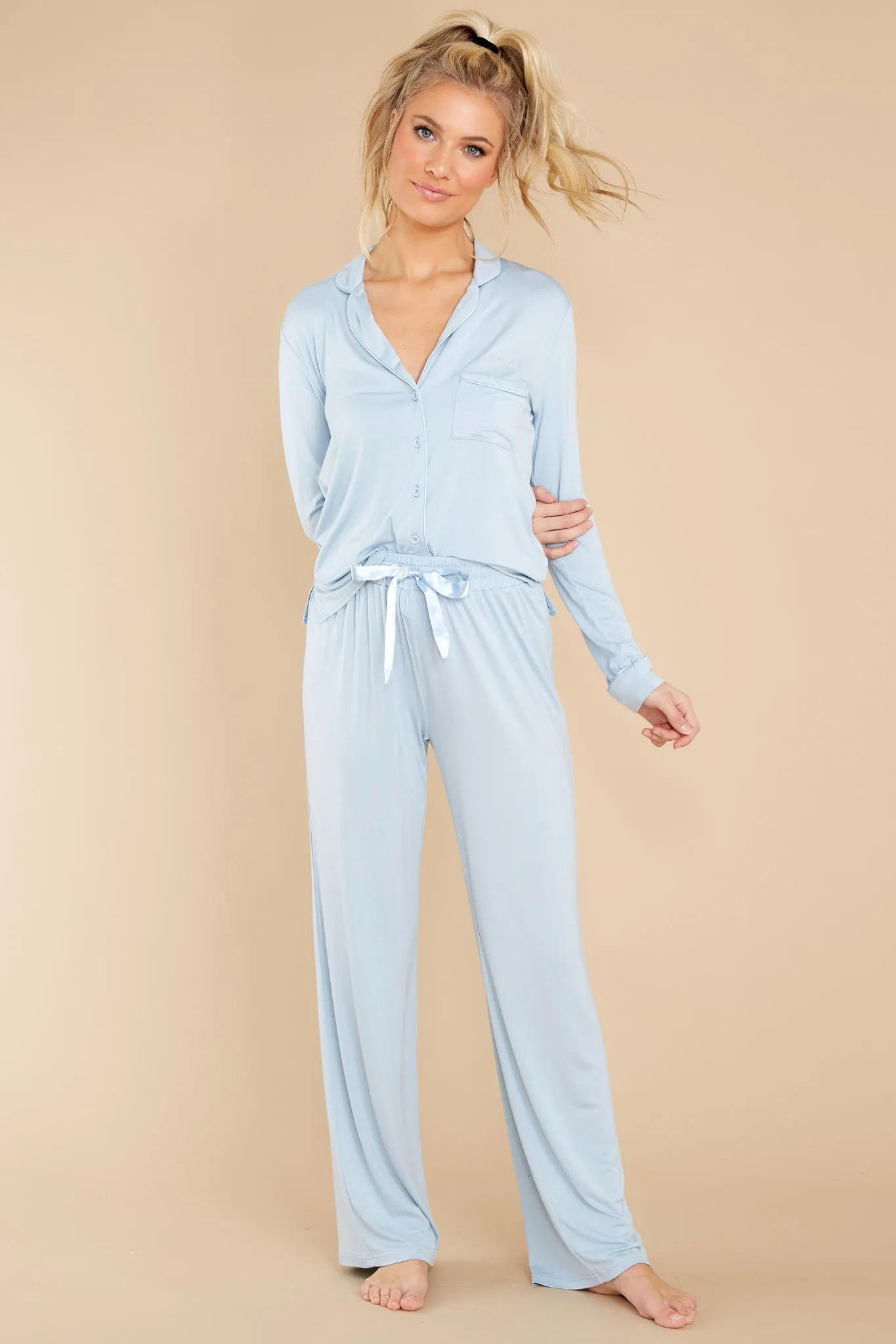 Trollop Light Blue Pajama Top