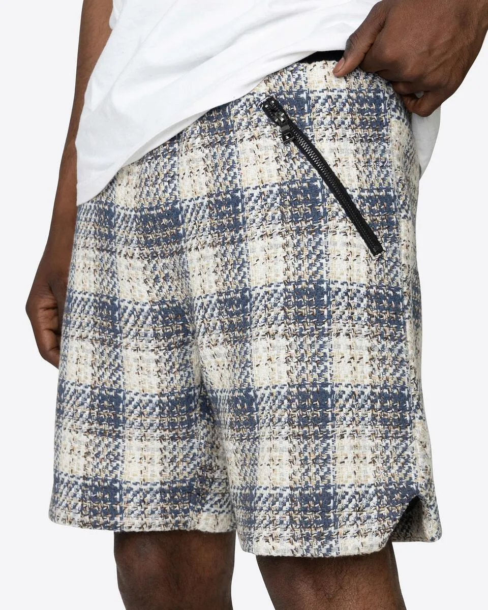 Tweed Trucker Shorts - Blue