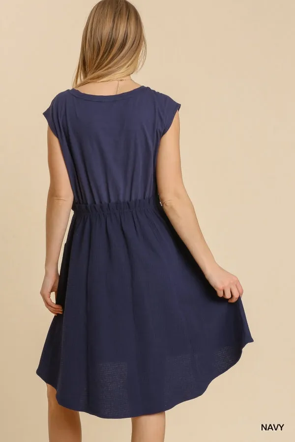 Twofer High Low Midi Waist Tie Pockets Dress