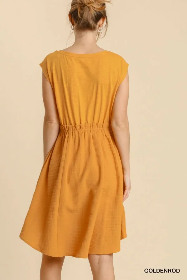 Twofer High Low Midi Waist Tie Pockets Dress