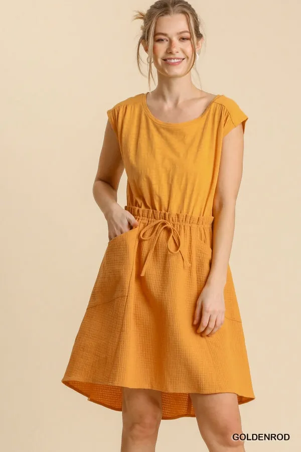 Twofer High Low Midi Waist Tie Pockets Dress