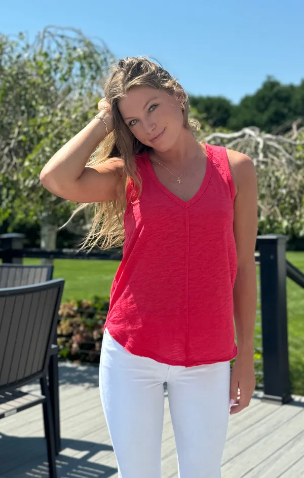 V Neck Tank with Center Front Seam
