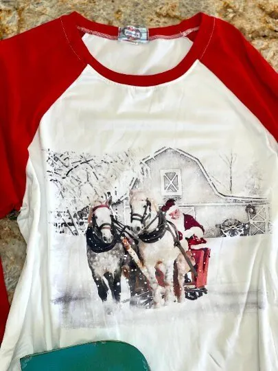 White Christmas Pajamas, Christmas Horse Drawn Sleigh Ride Family Pajamas