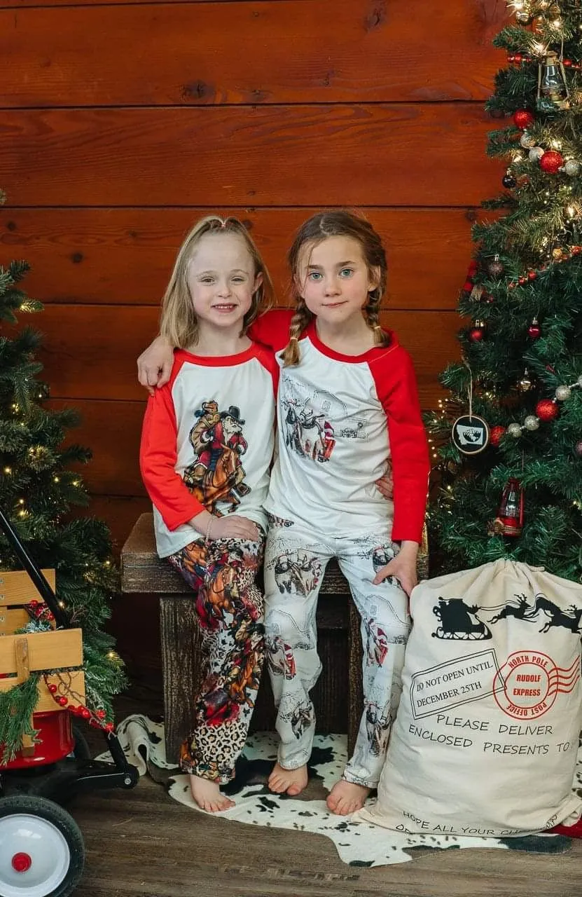 White Christmas Pajamas, Christmas Horse Drawn Sleigh Ride Family Pajamas