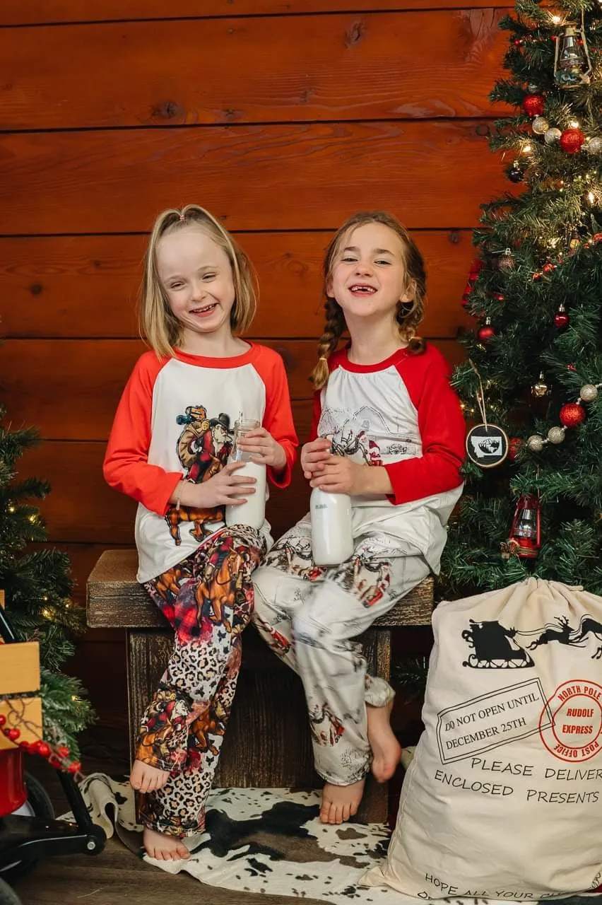 White Christmas Pajamas, Christmas Horse Drawn Sleigh Ride Family Pajamas