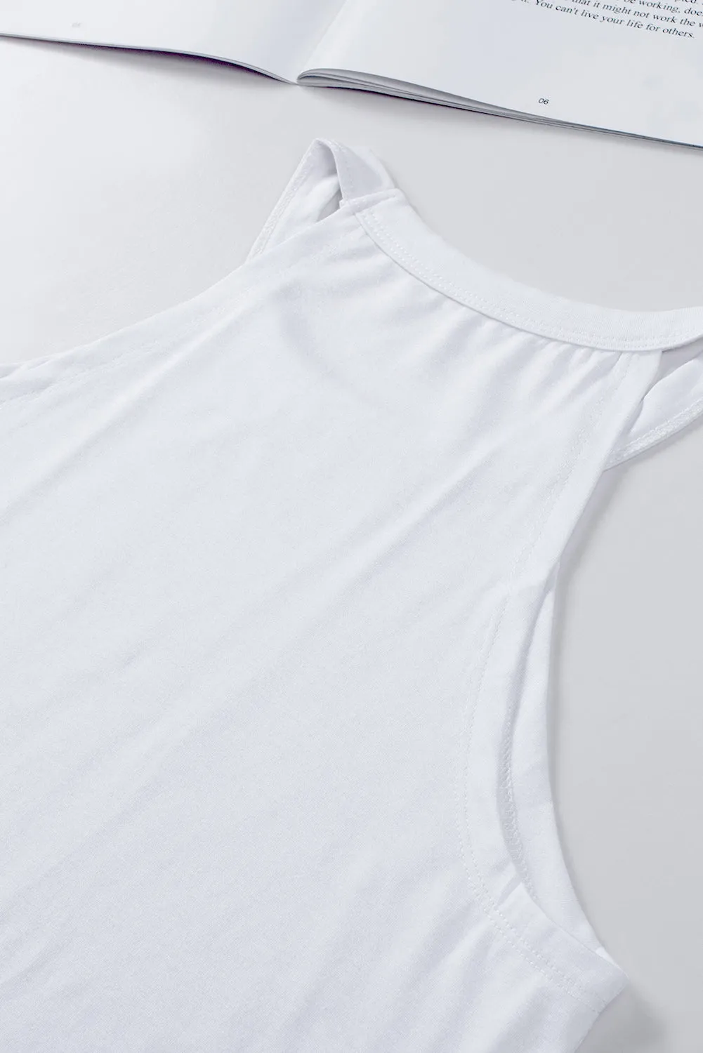 White Crew Neck Tank Top