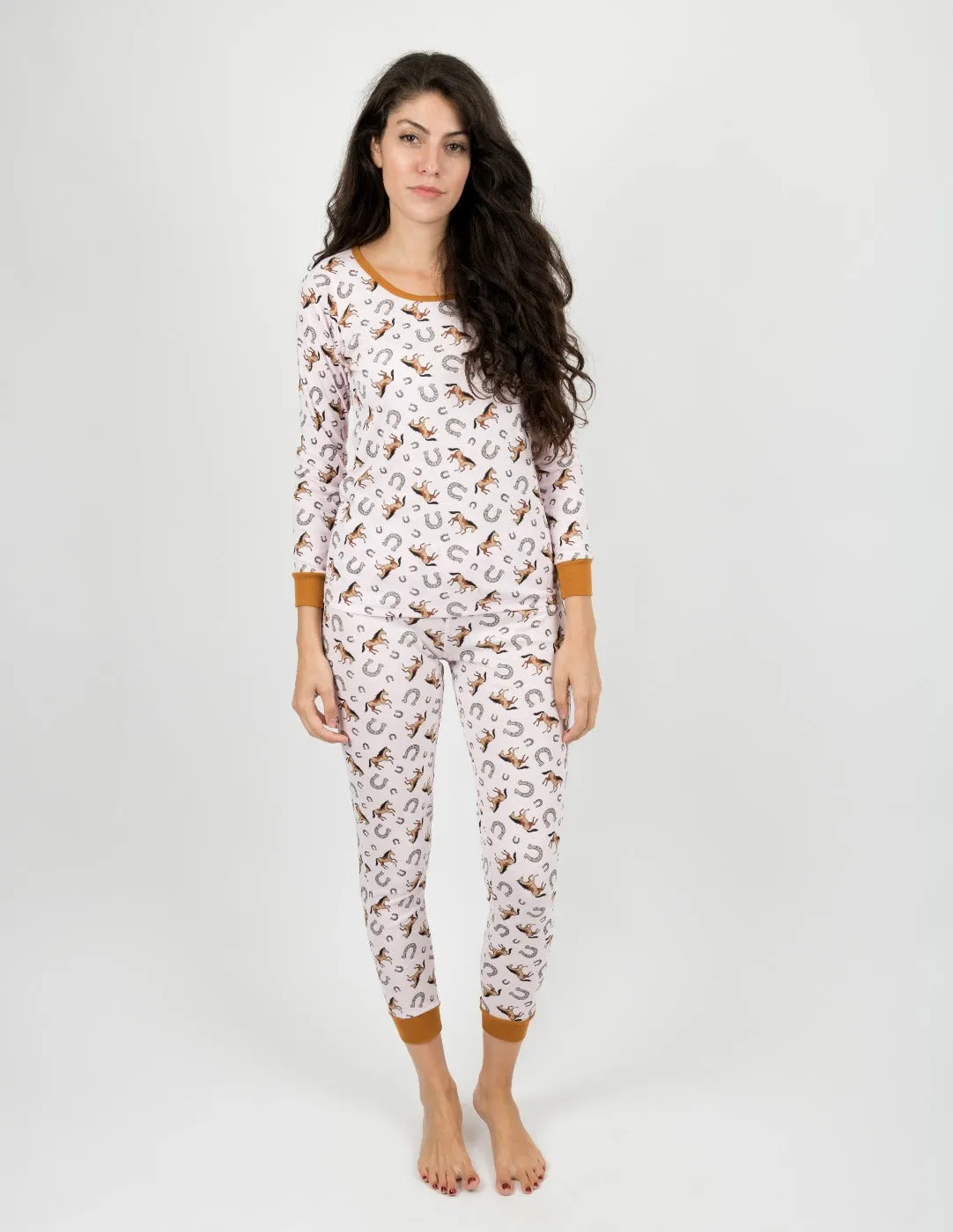 Women's Light Pink Horses Pajamas