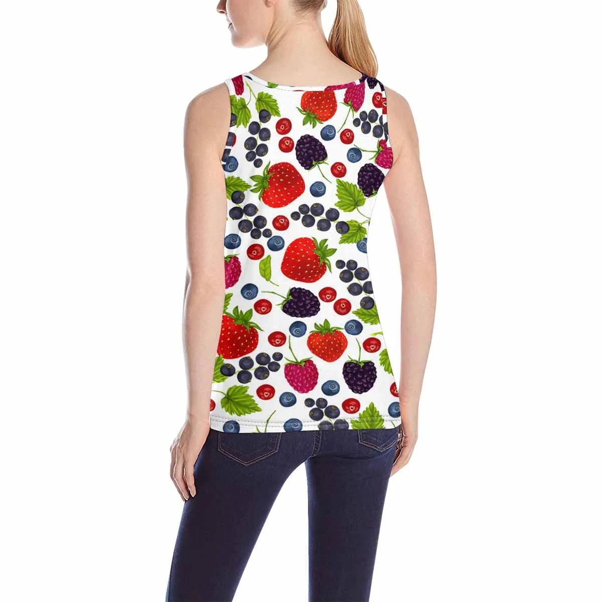 Womens Tank Tops print with Fresh berries pattern