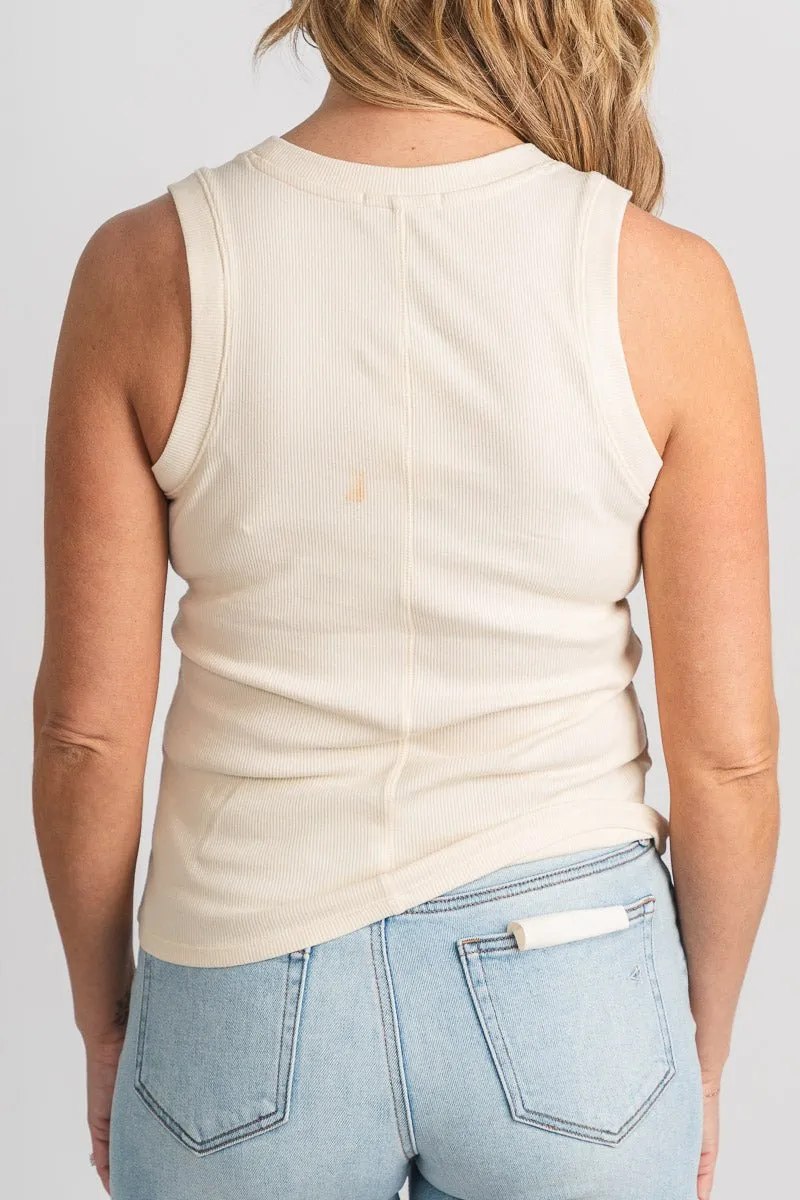 Z Supply Sirena ribbed tank top oat milk