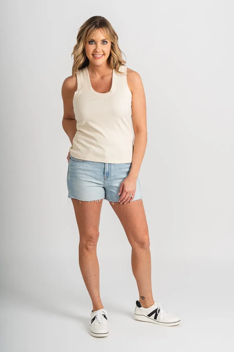 Z Supply Sirena ribbed tank top oat milk
