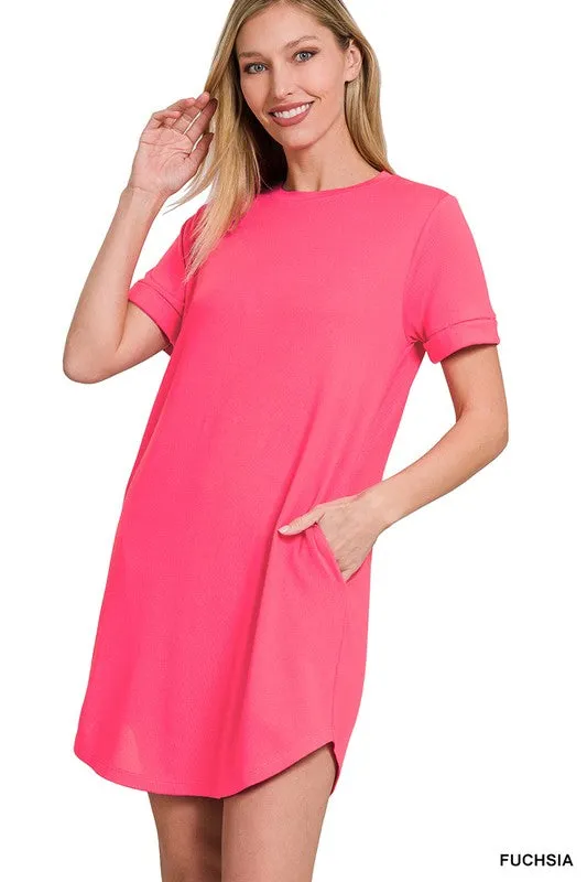 ZENANA BRUSHED BUTTERY SOFT TSHIRT DRESS
