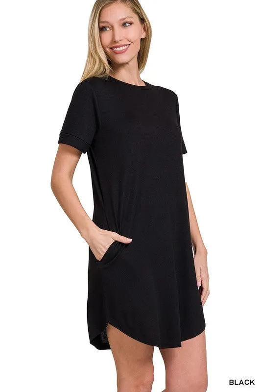 ZENANA BRUSHED BUTTERY SOFT TSHIRT DRESS