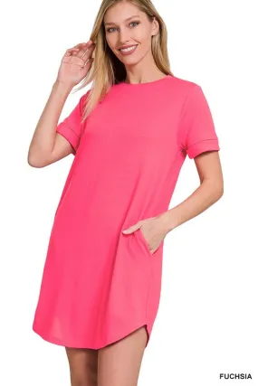 ZENANA BRUSHED BUTTERY SOFT TSHIRT DRESS